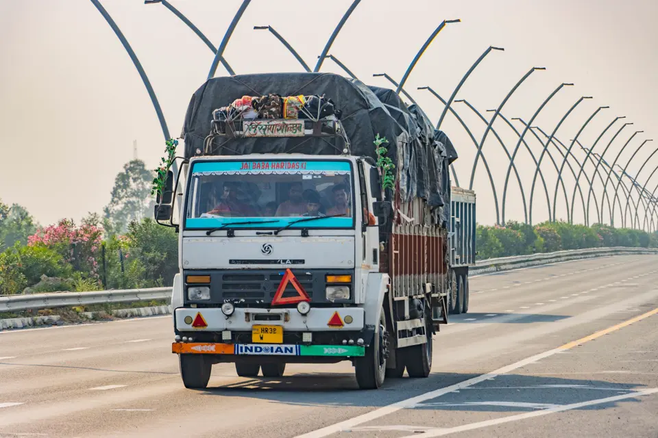 Loaded truck on an Indian expressway